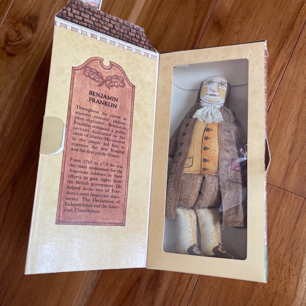 Hallmark Benjamin Ben Franklin Bicentennial Doll Vintage Cloth Toy Original box